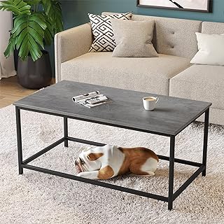 Photo 1 of DAMAGED TABLE EDGES/CORNERS SAYGOER Coffee Table Simple Modern Coffee Tables Open Design Rectangular Minimalist Center Table for Living Room Home Office, Easy Assembly, 39.37x19.69 x17.72, Gray Black
