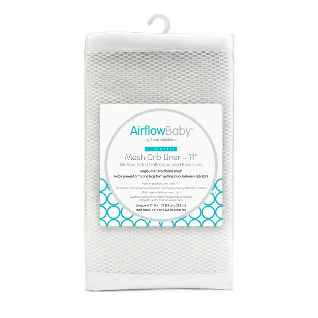 Photo 1 of AirflowBaby Mesh Crib Liner White 11” — Fits Full-Size Four-Sided Slatted and Solid Back Cribs White 11"