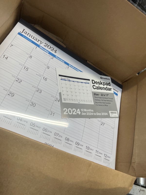 Photo 2 of CRANBURY 22x17" Desk Calendar 2023-2024 - Use Now to December 2024, Large Office Calendar 2024, Monthly Desktop Calendar, Hanging Wall Calendar, 22 x 17 Deskpad Calendar 2024, Big Grid Calendar Blue Jul 2023 - Dec 2024