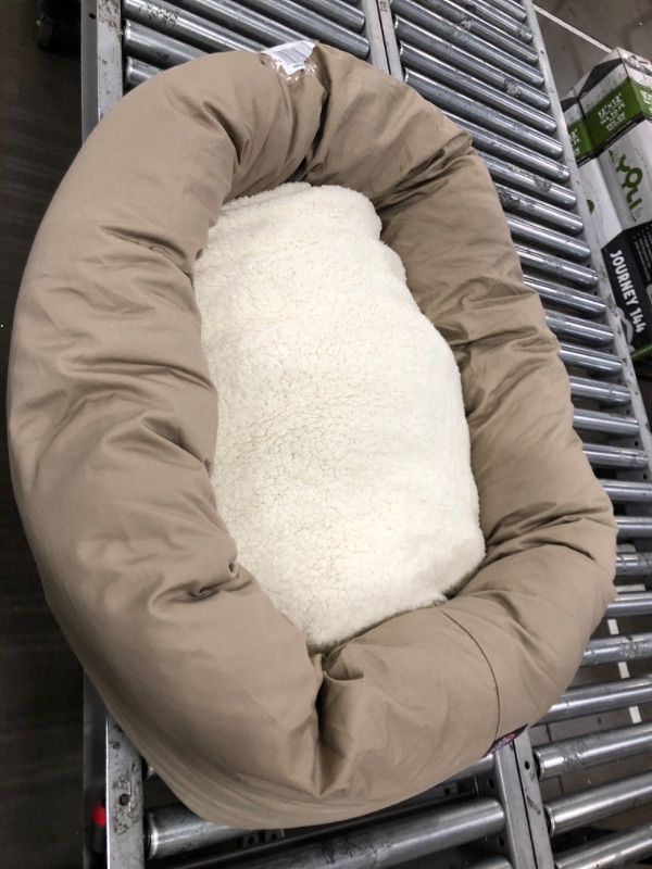 Photo 2 of 32 inch Khaki & Sherpa Bagel Dog Bed By Majestic Pet Products 32 in Khaki