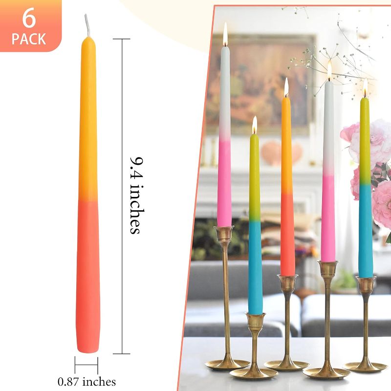 Photo 1 of 10 inch Roses Scented Taper Candle Sticks 6 PCS Aromatherapy Candles Gradient Colored Taper Candlesticks
