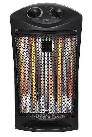 Photo 1 of 1500-Watt Black Electric Tower Quartz Infrared Space Heater with Thermostat
