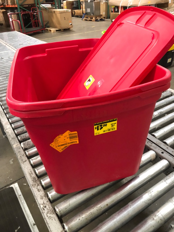 Photo 3 of 30 Gal. Durable Stacking Seasonal Storage Bin, Red (2-Pack)