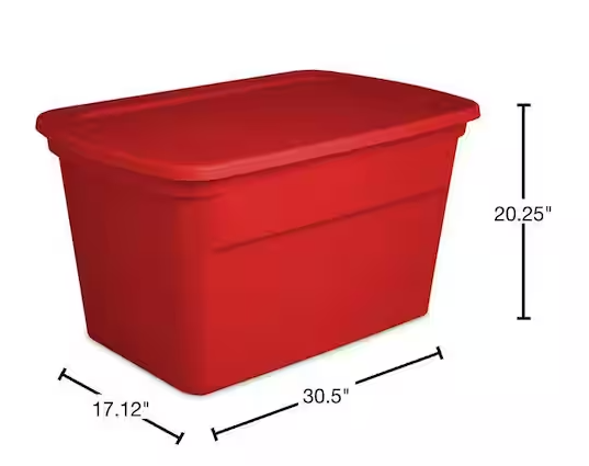 Photo 1 of 30 Gal. Durable Stacking Seasonal Storage Bin, Red (2-Pack)