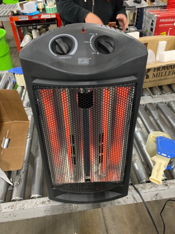 Photo 2 of 1500-Watt Black Electric Tower Quartz Infrared Space Heater with Thermostat
