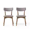 Photo 1 of Abrielle Dark Grey and Natural Walnut Fabric Dining Chairs (Set of 2)
