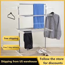 Photo 1 of  Home 3-Tier 45-in Metal Drying Rack, Freestanding Laundry Drying Rack with Wheels
