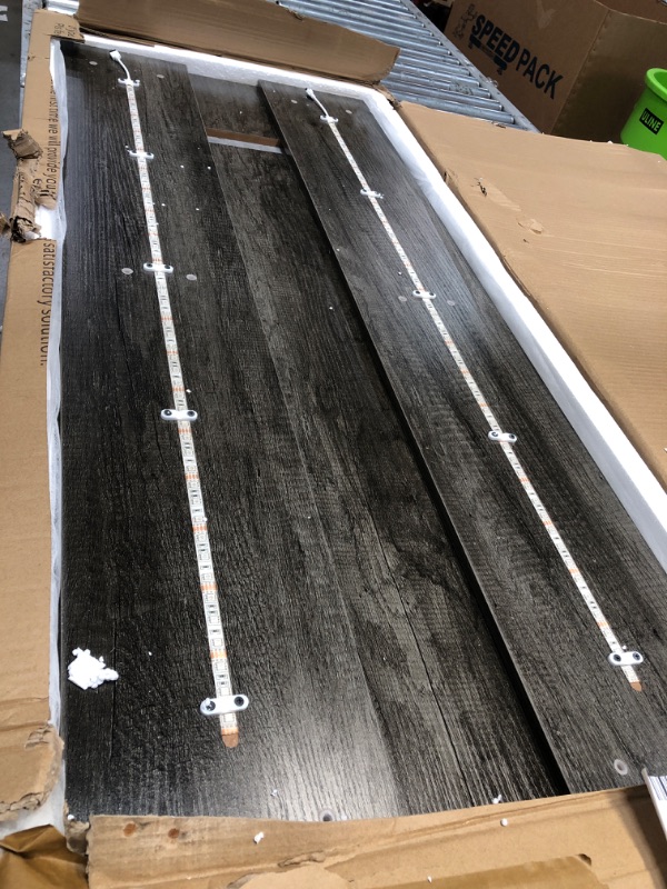 Photo 1 of Unikito L Shaped Computer Desk, Reversible Corner Desk with Power Outlet and LED Strip, L- Shaped Gaming Table with Monitor Stand and Storage Shelf, Ergonomic 2 Person Home Office Work Desk, Black Oak