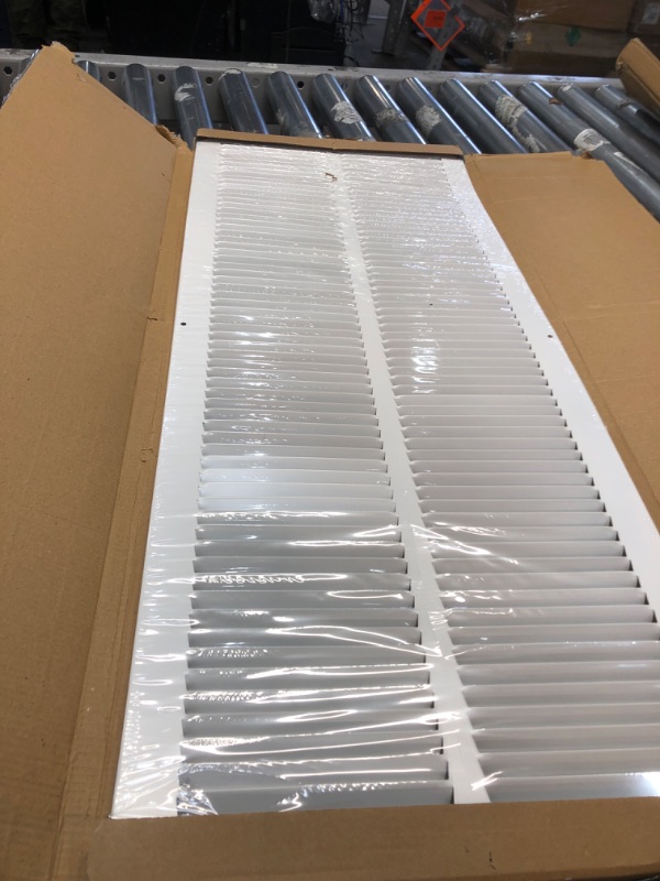 Photo 2 of 12" x 32" Return Air Grille - Sidewall and Ceiling - HVAC Vent Duct Cover Diffuser - White [Outer Dimensions: 13.75w X 33.75"h] 12" x 32" White