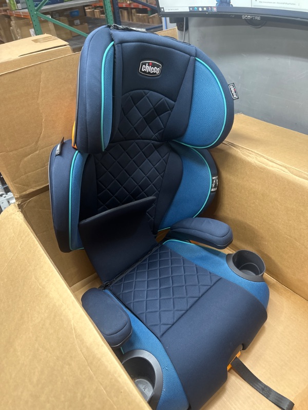 Photo 2 of Chicco KidFit Zip Plus 2-in-1 Belt-Positioning Booster Car Seat, Backless and High Back Booster Seat, For children aged 4 years and up and 40-100 lbs. | Seascape/Blue KidFit Zip Plus Seascape