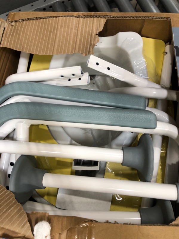 Photo 1 of AGRISH Stand Alone Toilet Safety Rail - Adjustable Width & Height Fit Any Toilet, Medical Toilet Frame for Elderly Handicap Disabled, Folding Handrails with Storage and Padded Handles(White Grey)
