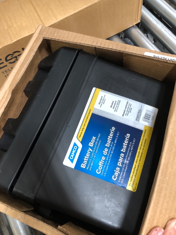 Photo 2 of Camco Heavy Duty Battery Box with Straps and Hardware - Group 24 |Safely Stores RV, Automotive, and Marine Batteries |Durable Anti-Corrosion Material | Measures 7-1/4" x 10-3/4" x 8" | (55363) Frustration Free Packaging Regular Battery Box