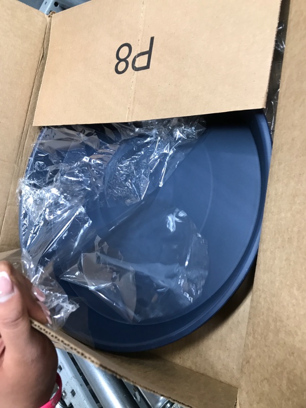 Photo 1 of 2 Pack of 18 19 inch Plant Saucer Drip Tray (16.6 inch Base), Heavy Duty Deep Plant Saucers for Pots, Plastic Flower Planter Water Trays for Indoors Outdoor (19", Blue) 19" (2 pack) Blue