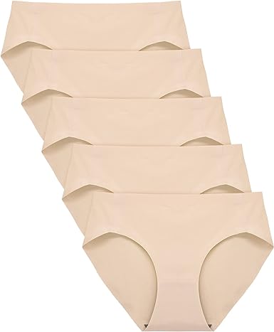 Photo 1 of FallSweet No Show Underwear for Women Seamless High Cut Briefs Mid-waist Soft No Panty Lines,Pack of 5