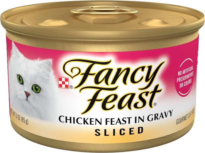 Photo 1 of *BEST BY JULY 2025* Purina Fancy Feast Gravy Wet Cat Food, Sliced - (24) 3 oz. Cans
