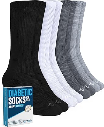 Photo 1 of Doctor's Select Diabetic Socks for Men - 4 Pairs Crew Diabetic Neuropathy Socks for Men | Diabetic Socks for Men 9-12