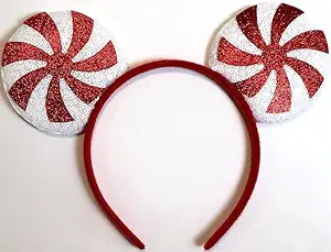 Photo 1 of CLGIFT Mickey Minnie Ears Headband, Black Silver Mickey ears no bow diy Minnie, Ears for boy, Bulk Mickey Ears (Christmas Red Peppermint)