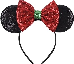Photo 1 of CL GIFT Christmas Mickey Ears, Christmas Minnie Ears, Xmas Mickey Ears, Christmas, Holiday Ears, Mouse Ears,