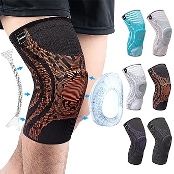 Photo 1 of kesinsi 2 Pack Knee Braces for Knee Pain,Knee Compression Sleeve Support with Side Stabilizers&Patella Gel Pads.Medical Grade Knee Brace for Arthritis, Meniscus Tear,Pain Relief,Injury Recovery