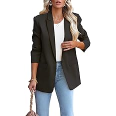 Photo 1 of LCRRRN Womens Casual Loose Blazers Long Sleeve Pockets Work Office Jacket Blazer
