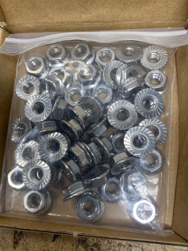 Photo 2 of 1/4-20 Serrated Flange Hex Lock Nuts, SpzcdZa 50pcs 304 Stainless Steel Serrated Metric Hex Flange Lock Nuts,Bright Finish 1/4"-20(50pcs)