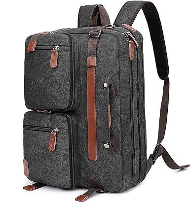 Photo 1 of MOOTIME Convertible Backpack Messenger Shoulder Bag Laptop Case Handbag Business Briefcase Travel Rucksack(Black-canvas)
