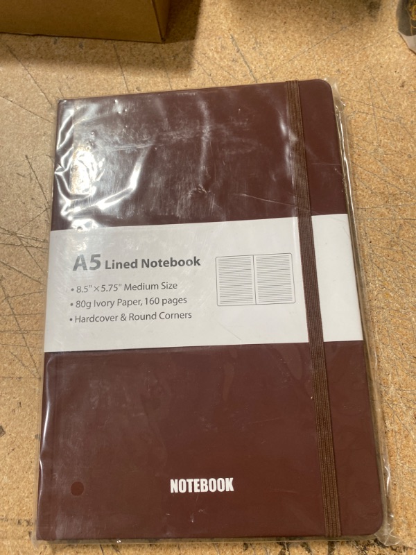 Photo 2 of Leepie A5 Lined Notebook With Elastic Closure, Hardcover Notebook For Work, A5 Notebook For School, Ruled Notebook For Study, 8.5" x 5.75" Medium Size Notebook (brown)