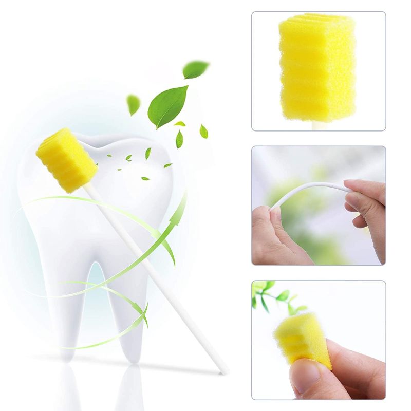 Photo 1 of 50 Pack Disposable Oral Swabs, Sterile Dental Sponge Swabsticks Unflavored for Mouth & Gum Cleaning - Yellow