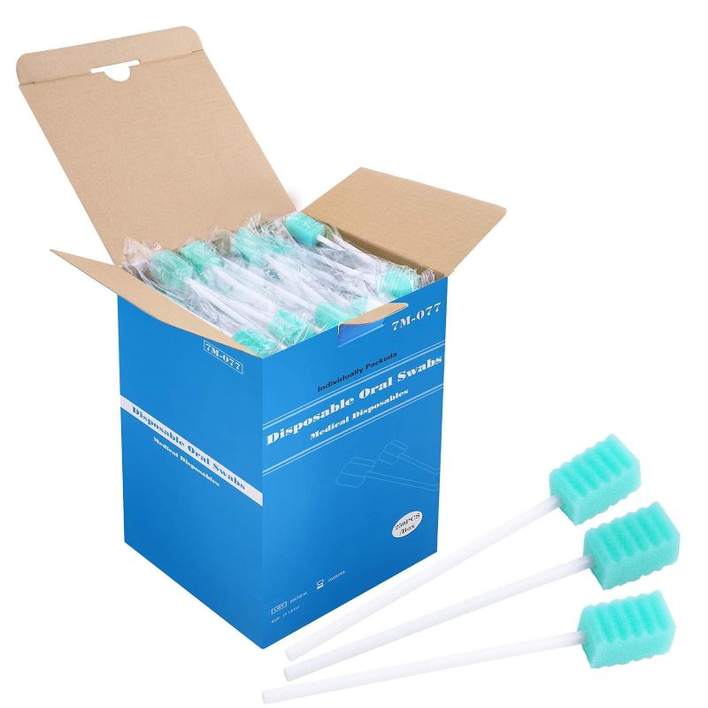 Photo 1 of 250 Pack) Disposable Oral Swabs, Sterile Dental Sponge Swabsticks Unflavored for Mouth & Gum Cleaning