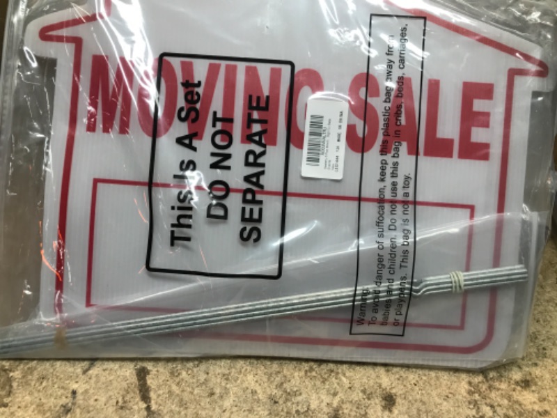Photo 1 of 3PC Moving Sale Yard Sign with Stake, 17 Inches by 13 Inches - Double Sided Signs - Corrugated Plastic