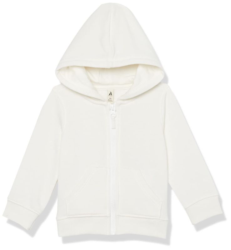 Photo 1 of Amazon Essentials Unisex Babies' French Terry Zip-Up Hoodie (Previously Amazon Aware) Newborn Off-white 12 months 