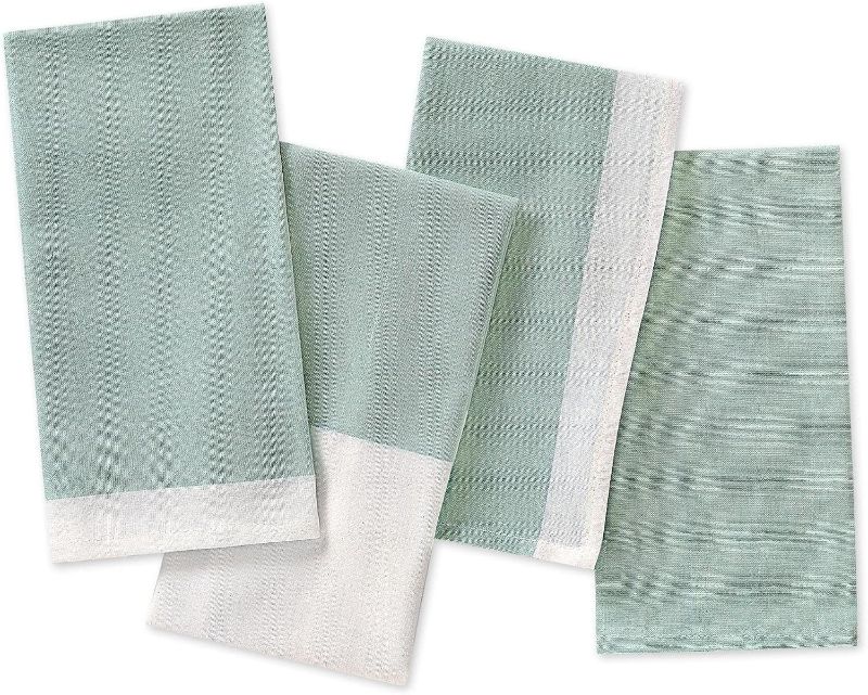 Photo 1 of  FOLKULTURE 20X20 SET OF 4 COTTON DUAL NAPKINS MISTY GREEN 1 SET 