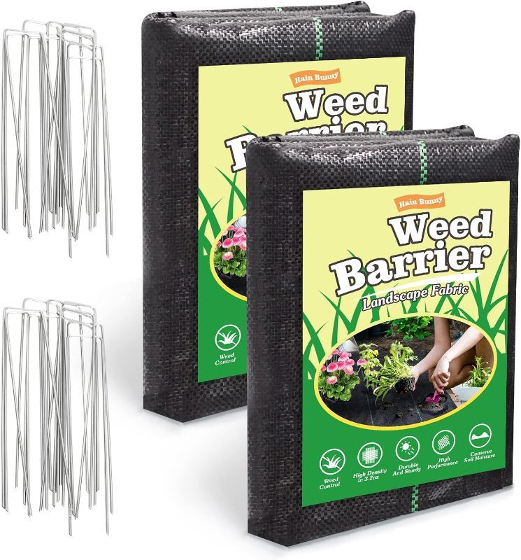 Photo 1 of 2 Pack 3x50ft Weed Barrier Landscape Fabric Heavy Duty,Durable Ultra Thick Weed Blocker Cover