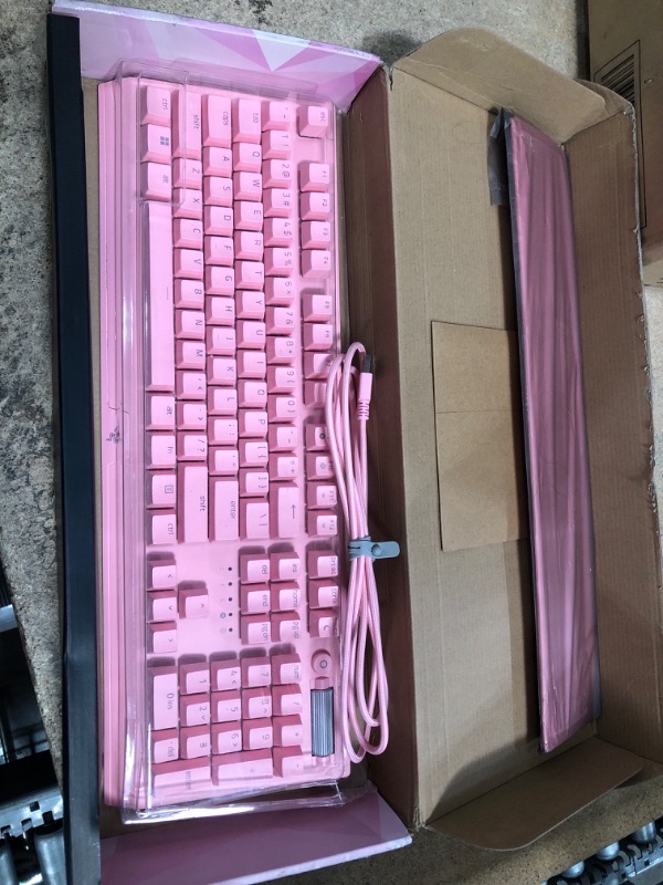 Photo 2 of Razer BlackWidow V3 Mechanical Gaming Keyboard: Green Mechanical Switches - Tactile & Clicky - Chroma RGB Lighting - Compact Form Factor - Programmable Macro Functionality - Quartz Quartz Pink BlackWidow V3 Green Switches - Tactile & Clicky