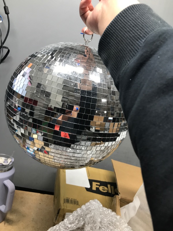 Photo 2 of 12" Disco Ball Mirror Ball Disco Party Decoration Stage Light Dj Light Effect Home Business Christmas Display Decoration Silver
