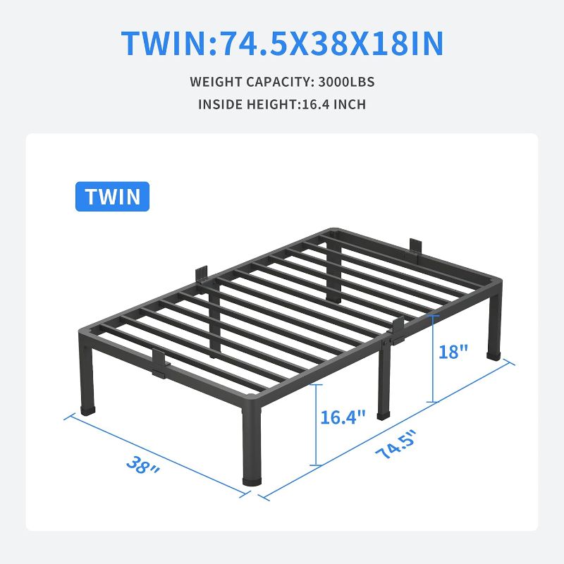 Photo 3 of (READ FULL POST) Best Price-Mattress 18 Inch Metal Platform Bed, Heavy Duty Steel Slats, No Box Spring Needed, Easy Assembly, Black, Full Full 18 Inch Black