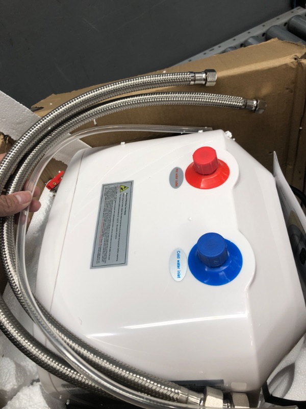 Photo 4 of 110V-120V 1.5Kw Electric Tank Hot 2.5 Gallon Water Heater Storage?Small Under Sink Counter RV TR Endless Trailer Kitchen Compact Point-of-Use,1 PCs 16” Long 1/2”FIP Stainless Steel Water Hoses 9.5L