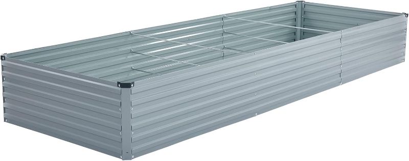 Photo 1 of 12x4x1.5ft Galvanized Raised Garden Bed,Outdoor Planter Box Metal Patio Kit Planting Bed for Vegetables Flowers and Succulents,Grey
