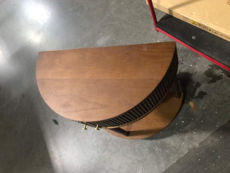Photo 4 of ***MAJOR DAMAGE - SEE COMMENTS***
Fluted Half Moon Console Table - Small Entry Table - Living Room Furniture - Modern - Walnut