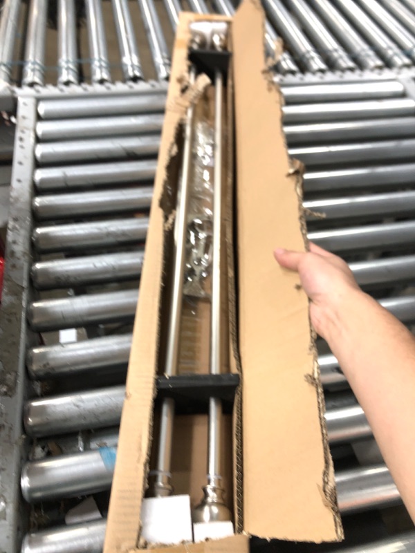 Photo 1 of Double Curtain Rods for Windows,Decorative Adjustable Telescoping Window Drapery Rod 36-72 Inches, Classic Stylish Lantern Iron Finials, Solid Alufer Brackets,Heavy Duty Window Rods, Nickel Brushed 36-72" Nicked Brushed