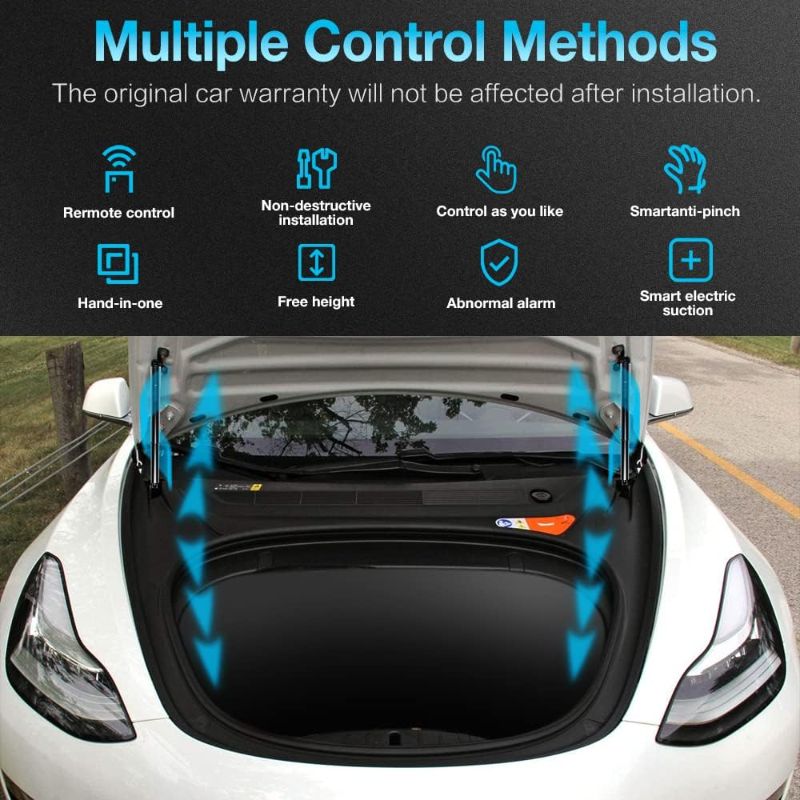 Photo 3 of Hansshow Power Frunk Kit Compatible Tesla Model 3 Front Trunk Lift for Tesla 2021 2022 2023,A Variety of Control Switches Lntelligent Anti-Pinch IP67 Waterproof for Tesla Model 3 Accessories Upgrade