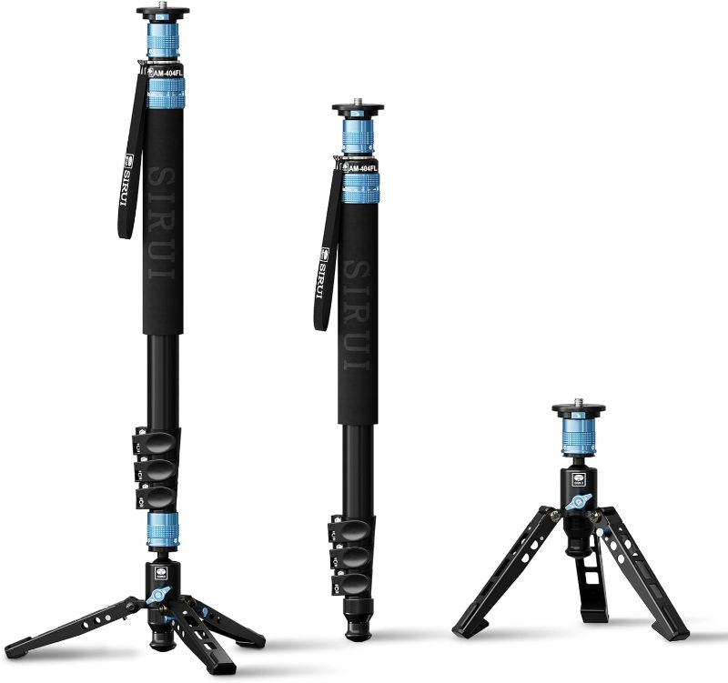 Photo 1 of SIRUI AM-404FL Camera Monopod with Feet, 74.8 Inch Aluminum Travel Video Monopod with Removable Base, Slim and Lightweight, Max Load 26.4lbs, 360°Panorama Panning, 4-Section for Canon Nikon Sony