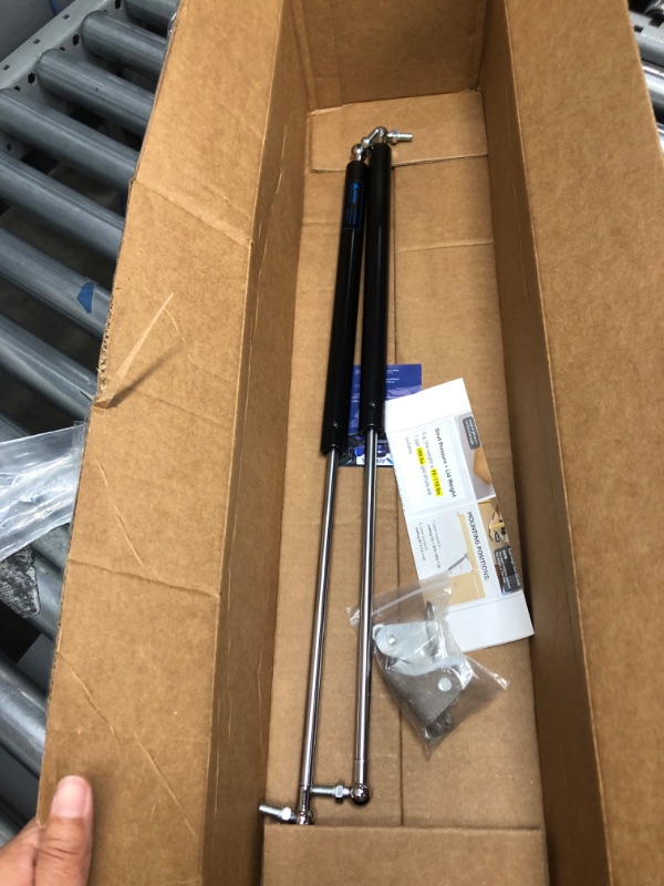 Photo 2 of 23 inch 100 lb Gas Prop Strut Shock 23" 445N/100LB Gas Spring Struts, 2Pcs Set with L-type Mounting Brackets for Heavy Duty RV Bed Murphy bed Large Garbage Box Floor Hatch Custom Window ARANA