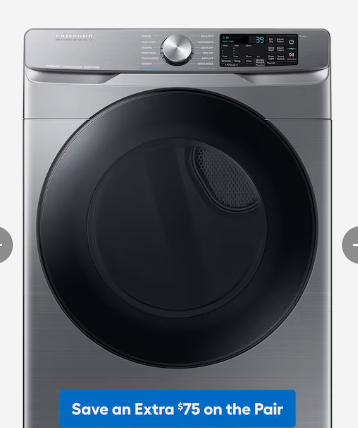 Photo 1 of Samsung 7.5-cu ft Stackable Steam Cycle Smart Electric Dryer (Platinum)