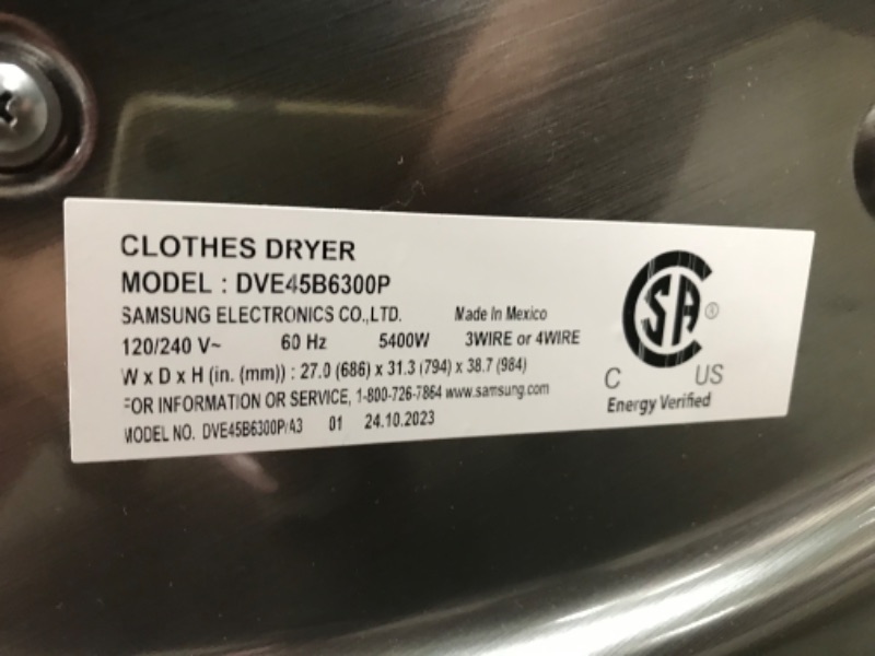 Photo 2 of Samsung 7.5-cu ft Stackable Steam Cycle Smart Electric Dryer (Platinum)