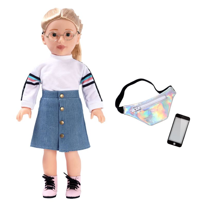 Photo 1 of DOLLFUN College Girls 18 inch Fashion Doll Set Natalie(Movie Lover) Fashion Dress Up Doll with Hair for Styling, Clothes, Shoes and Accessories. Blonde Hair and Green Eyes, Caucasian Natalie/Movie Lover