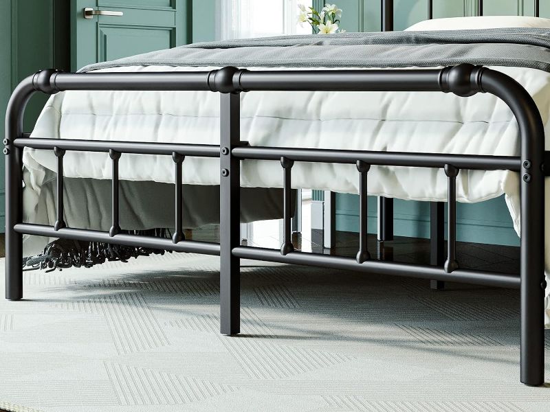 Photo 4 of (READ FULL POST) California King Bed Frame with Headboard and Footboard - 18 Inch Metal Platform, Premium Steel Heavy Duty Bed Frame for King Size Mattress, No Box Spring Needed, Easy Assembly - Black