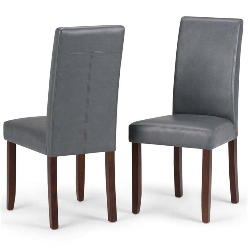 Photo 1 of [FOR PARTS, READ NOTES] NONREFUNDABLE
SIMPLIHOME Acadian Transitional Parson Dining Chair (Set of 2) in Stone Grey Faux Leather Stone Grey 18 inch Dining Chair