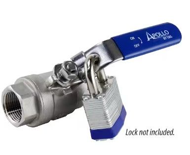 Photo 1 of 3/4 in. x 3/4 in. Stainless Steel FNPT x FNPT 2-3/4 in. L Full-Port Ball Valve with Latch Lock Lever
