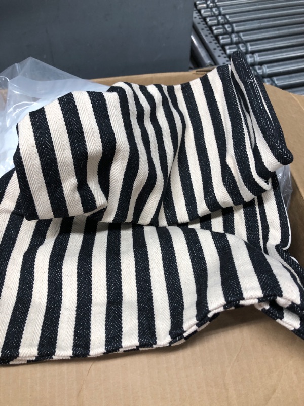 Photo 3 of 3R Studios Square Cotton Woven Pillow with Black and Cream Stripes